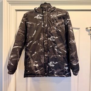 Columbia Kids Black and Gray Camo Puffer Jacket